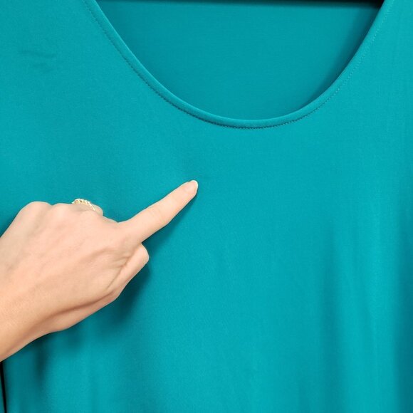 Susan Graver Womens Every Day Liquid Knit Top Size 3X Blue Ruffle Stretch Mature - Picture 10 of 15